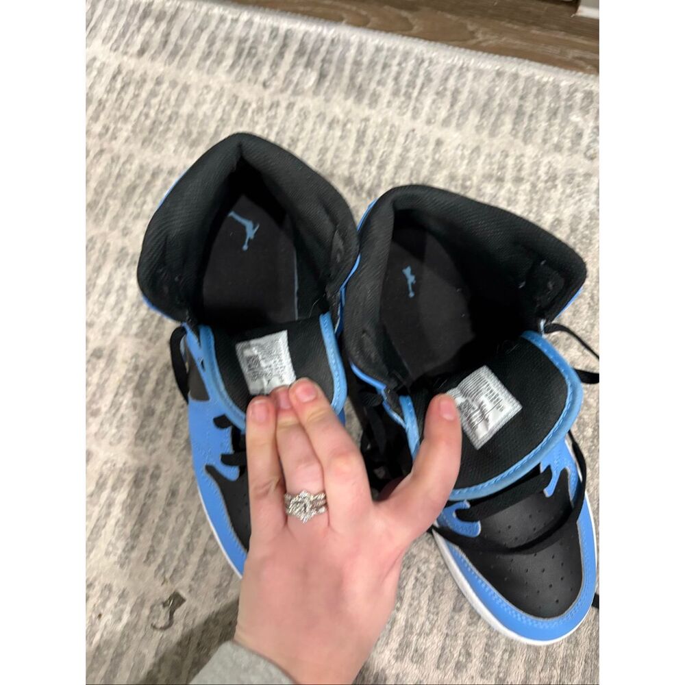 Nike Air Jordan 1 Mid GS Basketball Shoes Blue Black Youth Big Kids Size 7Y - Picture 6 of 10